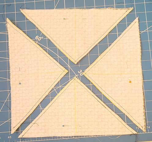 Cut the diagonal line on the chalk line.