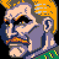 A headshot of a male military commander with yellow hair and a thick mustache, side view. He has a very stern expression, and dark shadows around his eyes.