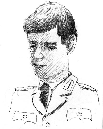 A young soldier and his mobile phone