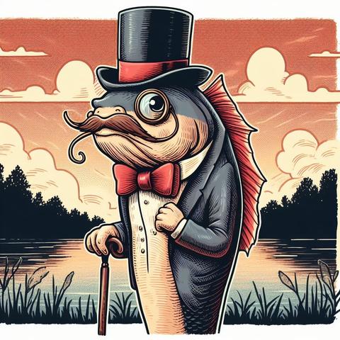 A catfish wearing a bowtie(Create by Bing Image Creator)