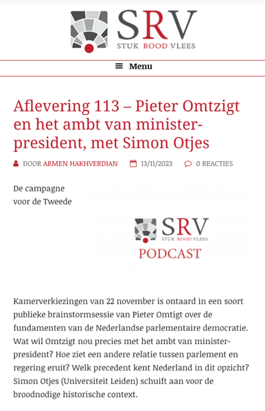 Screenshot website aflevering 113 podcast  Stuk Rood Vlees