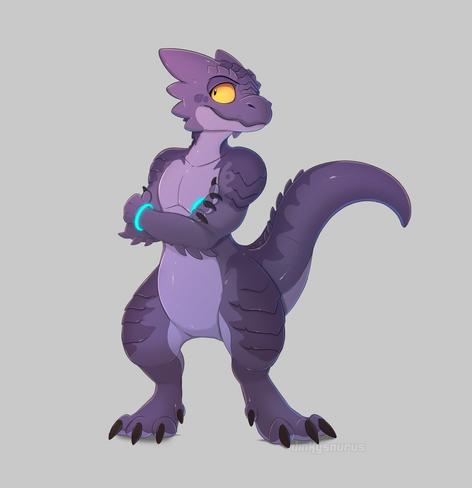 It's a drawing of a cute purple kobold. They have a boopable snoot and thick tail!