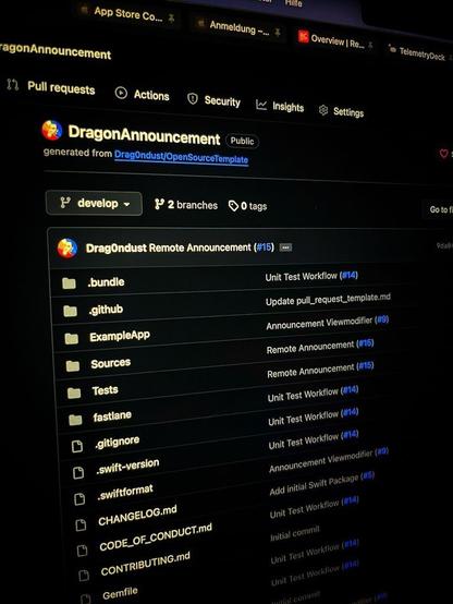 Screenshot of my DragonAnnouncement Github Repo