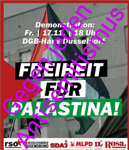 Am Samstag stellen wir uns dem Judenhass entgegen.
Denn Menschenverachtung & Terror sind kein Befreiungskampf.

Ab 17:30h am Immermannplatz/Immermannhof.
Zwischen DGB Haus und Düsseldorfer Hauptbahnhof.

#NieWiederIstJetzt #GegenJedenAntisemitismus #FreePalestineFromHamas #NiemandIstAlleine #LasstDieGeiselnFrei