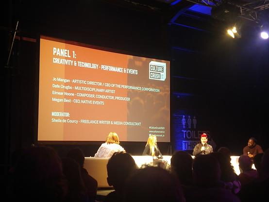Panel 1, "Performance and Events", on Creativity and Technology at Culture Crush 2023.