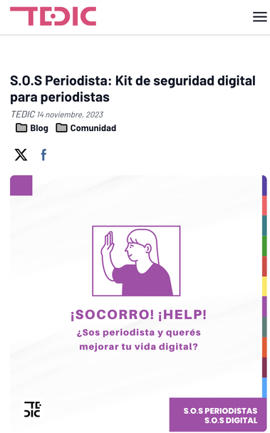 Captura de pantalla de la página tedic.org
