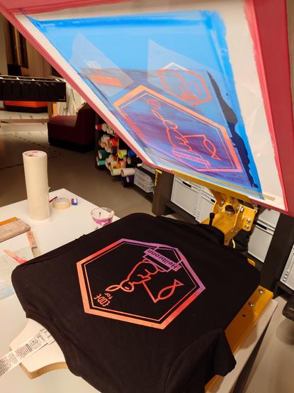 A shirt after transferring color from the screen