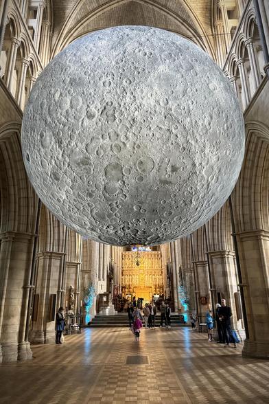 Photo of the Museum Of The Moon installation at Southwark Cathedral