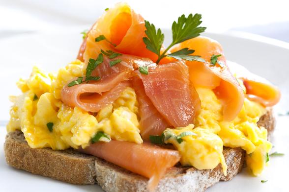 #SmokedSalmon and #ScrambledEggs on #ToastedBread with a #Herb