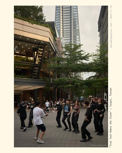 A dance choreography group doing their performance in the streets of Xinyi, Taipei.