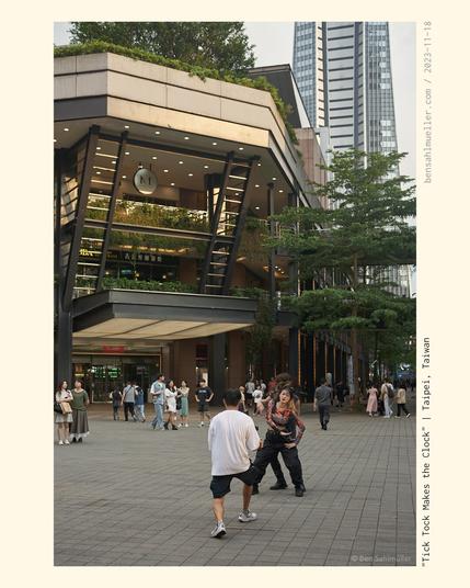 A dance choreography group doing their performance in the streets of Xinyi, Taipei.