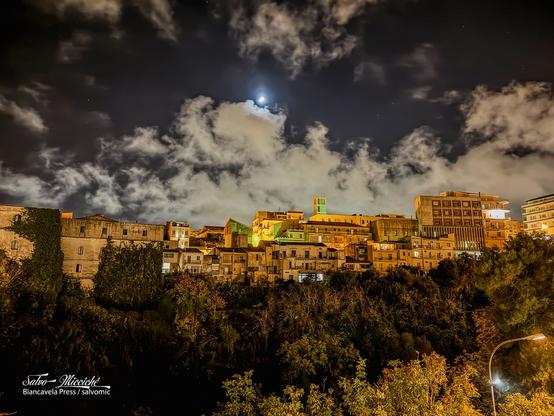 Ragusa and clouds by night