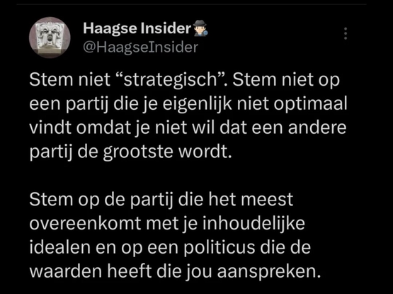 Reden waarom men niet strategisch zou moeten stemmen.