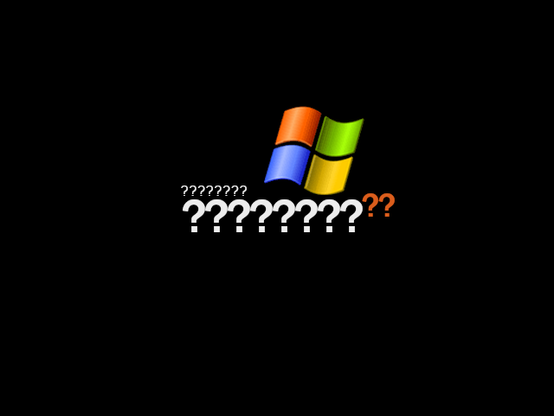 Windows XP but all of the text is replaced with questionmarks