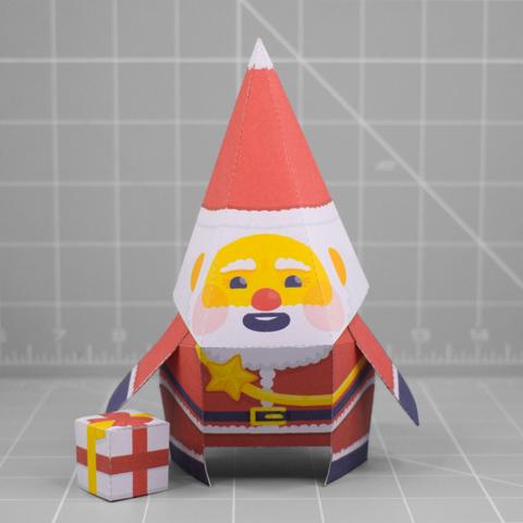 a photo of a papercraft depicting a cute and stylised Santa
