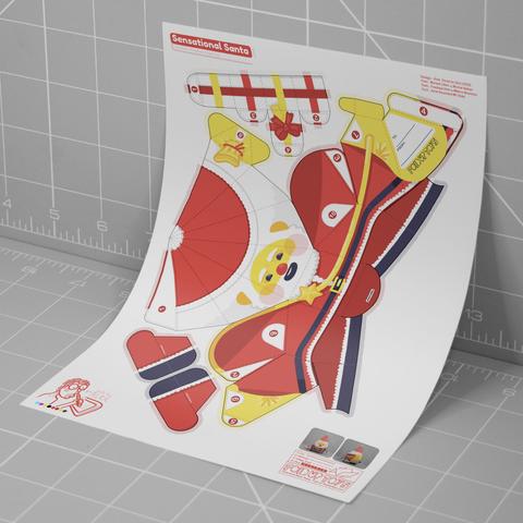 a photo of a papercraft depicting a cute and stylised Santa