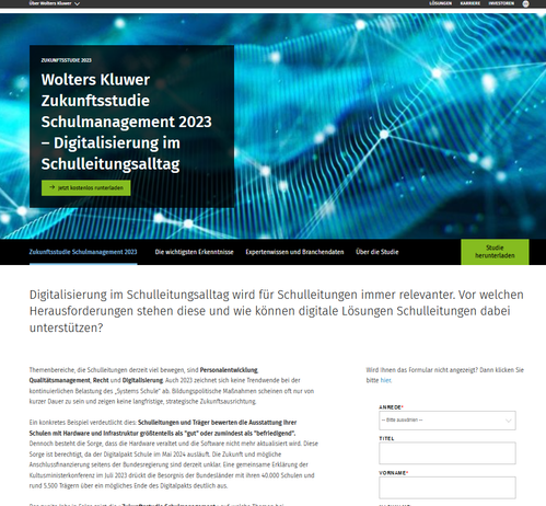 Ausschnitt der Seite bei Wolters Kluwer mit Informationen zur oben verlinkten Studie und Download-Möglichkeiten