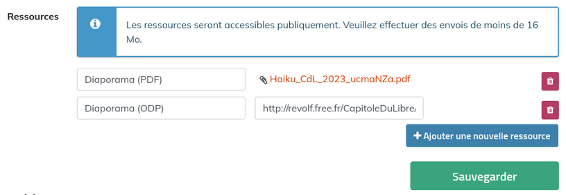 Capture d'écran du formulaire.