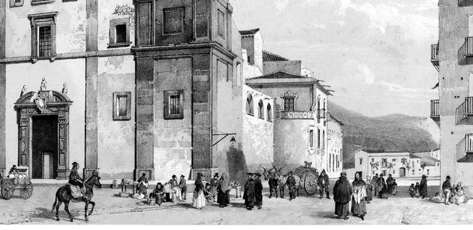 La Piazza e la Chiesa di S. Francesco di Paola a Palermo, in una litografia del 1834