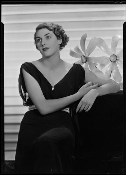Black-and-white studio photo: Miss Phyllis Bates, May 1936, Wellington. Photographer, Spencer Digby Studios. Museum of New Zealand | Te Papa Tongarewa, registration No. B.048829. https://collections.tepapa.govt.nz/object/458876