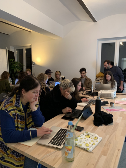 Student’s and artist on a cyberwitches workshop with Lucile Olymps