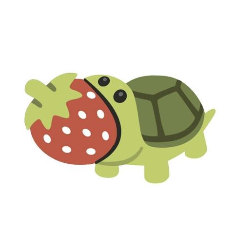 turtle emoji eating a big strawberry