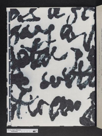 Zu sehen ist eine weiße Buchseite mit großen, verschwommenen schwarzen Lettern.