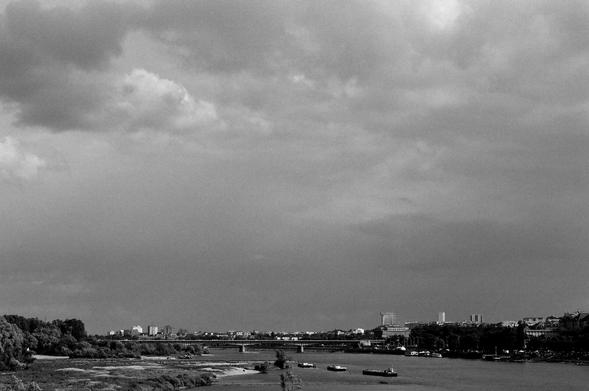 River Wisla in Warsaw - black and white photography