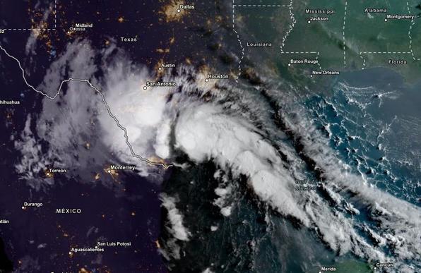 aerial view - tropical cyclone over Texas
