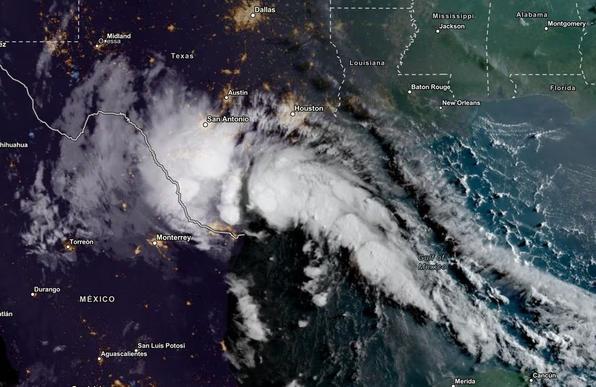 aerial view - tropical cyclone over Texas