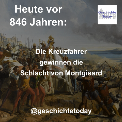 Heute vor 846 Jahren: Die Kreuzfahrer gewinnen die Schlacht von Montgisard. Das Gemälde von Charles-Philippe Larivière zeigt die Kreuzfahrertruppen um Balduin IV. von Jerusalem bei der Schlacht von Montgisard.