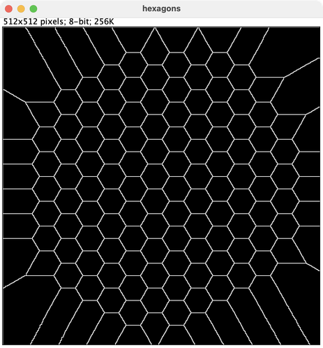 Image of hexagons drawn in ImageJ