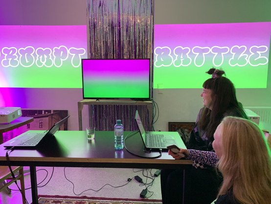 Two women, Artist staring the prompt battle