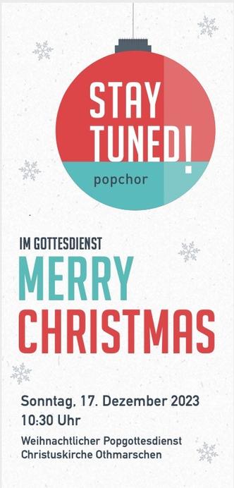Plakat / Ankündigung des Popgottesdienstes von StayTuned, 17. Dezember, 10:30h, Christuskirche Othmarschen Hamburg