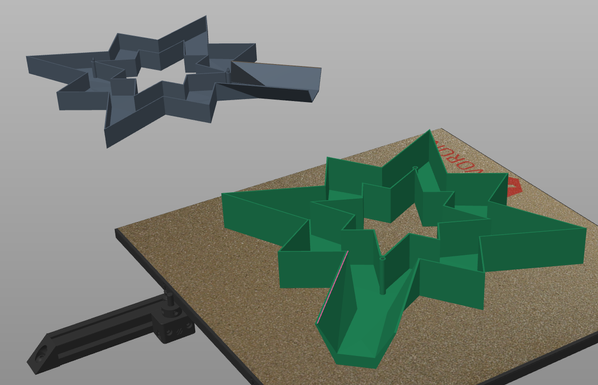 screenshot of prusaslicer showing the two halves on my hollow star shaped tree topper I will use to house the excess lights from the xmas tree.