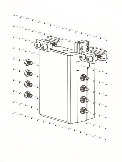 Abstract axonometiric technical drawing