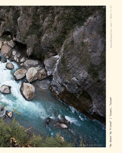 The crystal clear turquoise water of Liwu river, as seen from the street snaking its path through Taroko Gorge.