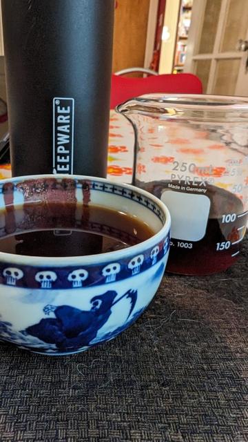 Ripe Puerh in a tea bowl.