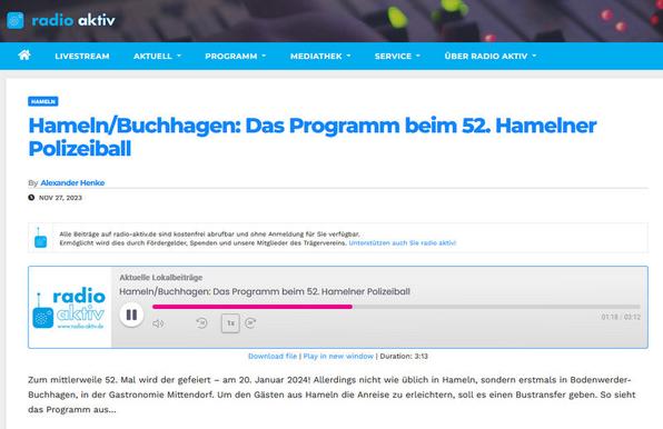 Homepagemeldung - radio aktiv