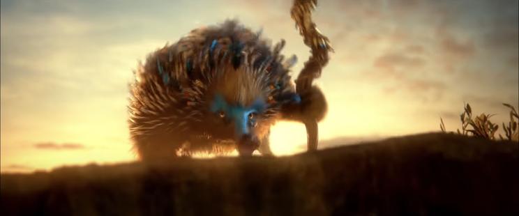 CG animated echidna holding a gnarled walking stick, emerging from somewhere dramatically reminds me of the ShadowJacker the Slut Dragon from Rick & Morty, sans the silicone dildo at the top of the staff (take my word for it, the staff top isn't visible in the screenshot I posted). Actually, don't take my word for it; I don't know for sure if the clip I watched shows whether the staff is adorned or unadorned with Naught Echidna rubber phallus.