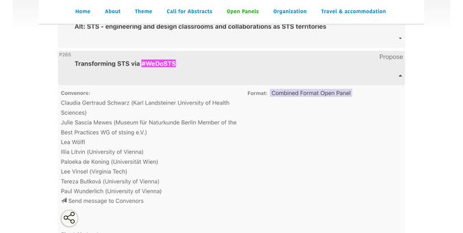 Screenshot of panel description: Transforming STS via #WeDoSTS, full text via link.