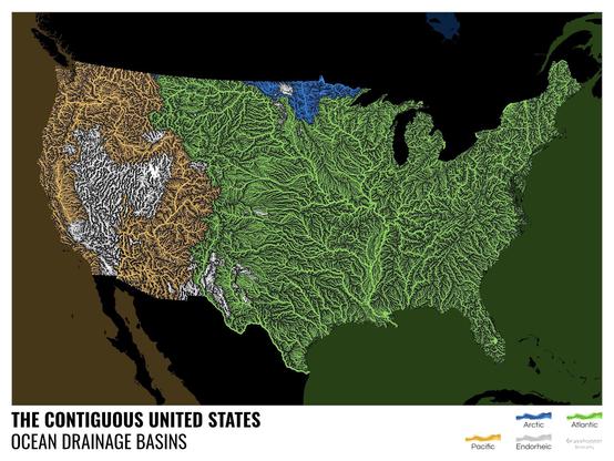 maps - Ocean Drainage Basins Of The USA