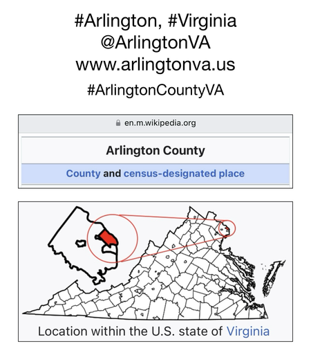 Screenshot of map showing location of Arlington, Virginia (from Wikipedia).