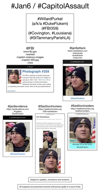 Photos of January 6th riot suspect Willard Purkel (Covington, Louisiana).