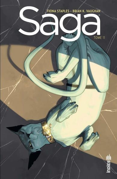 Couverture du t11 de Saga représentant le Chat Mensonge sur le dos