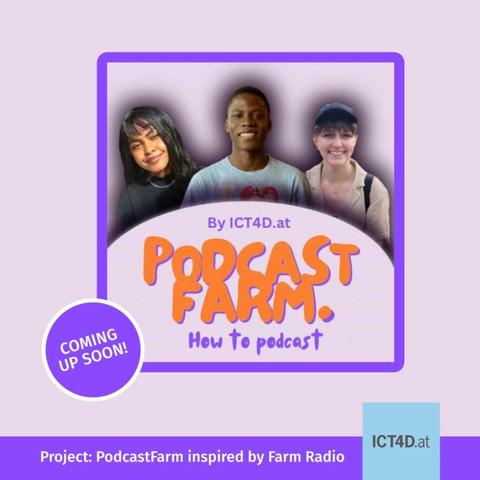 Picture of the podcast farm project with the three hosts