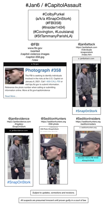 Photos of January 6th riot suspect Colby Purkel (Covington, Louisiana).