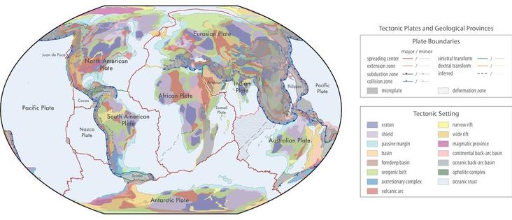 maps - graphical abstract for paper - New Maps Of Global Geological Provinces And Tectonic Plate