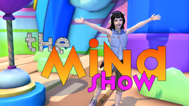 The red girl in a casual outfit doing the /welcome emote while "The Mina Show" appears superimposed over her.