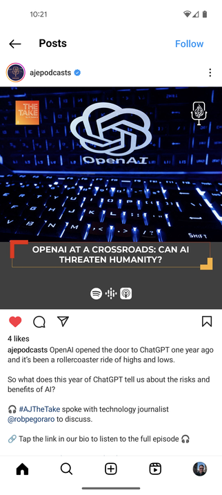 Screenshot of the podcast as shared by the @ajepodcasts account on Instagram.